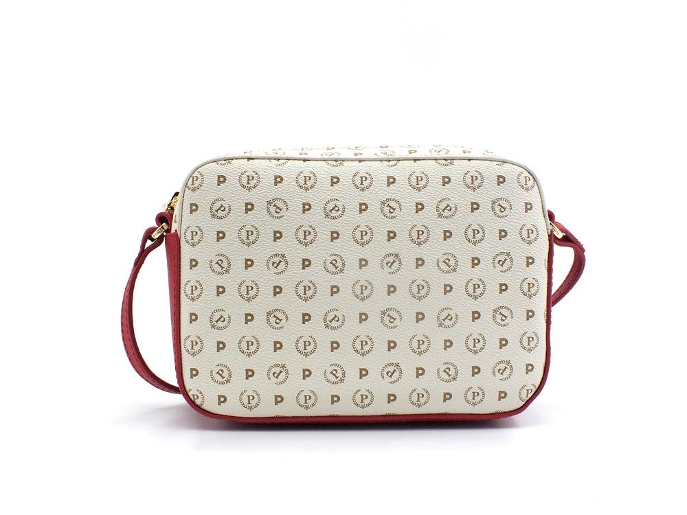 POLLINI Borsa Tracolla Crossbody Loghi Avorio Rosso TE8414PP03Q1110B - Sandrini Calzature e Abbigliamento