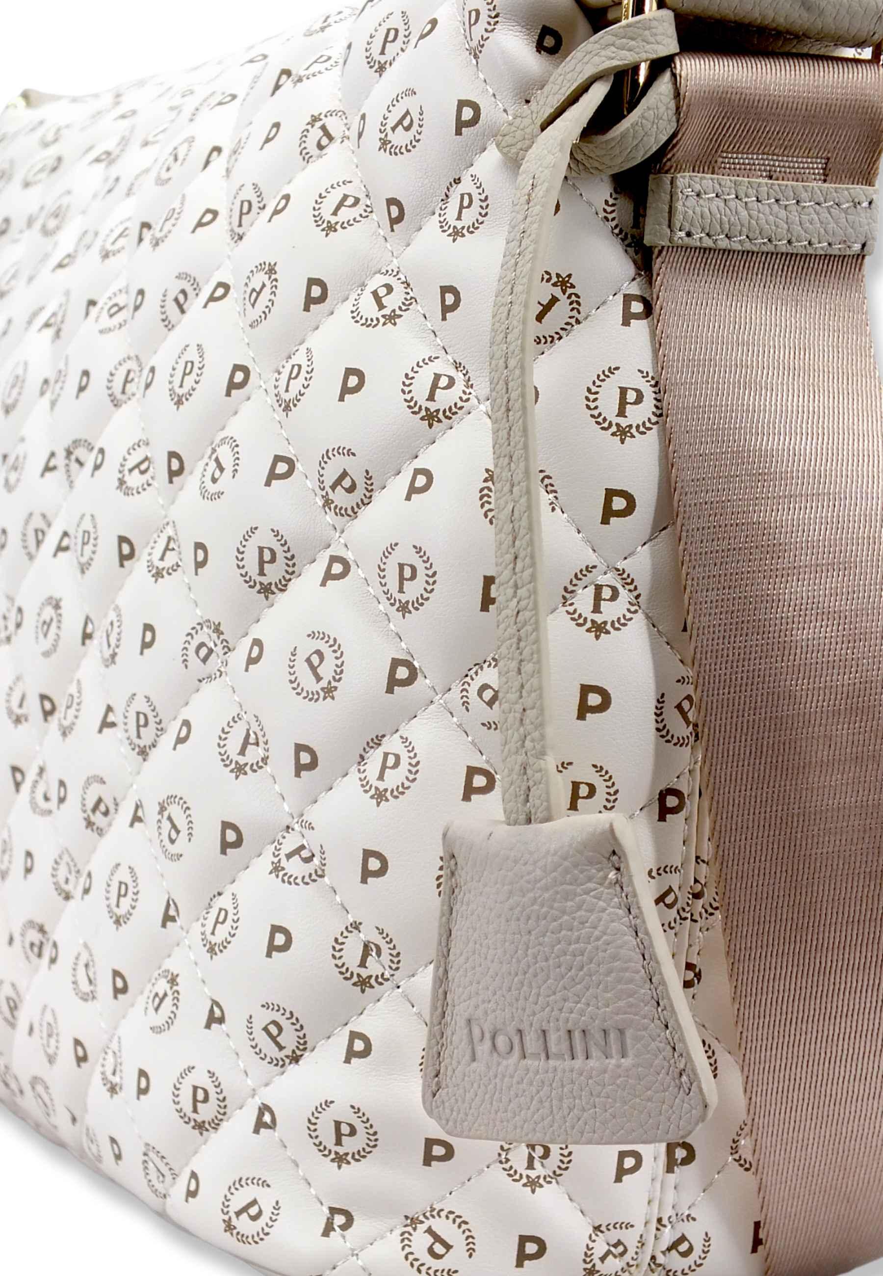 POLLINI Borsa Tracolla Hobo Mid Loghi Bianco Avorio TE8400PP02Q2210A - Sandrini Calzature e Abbigliamento