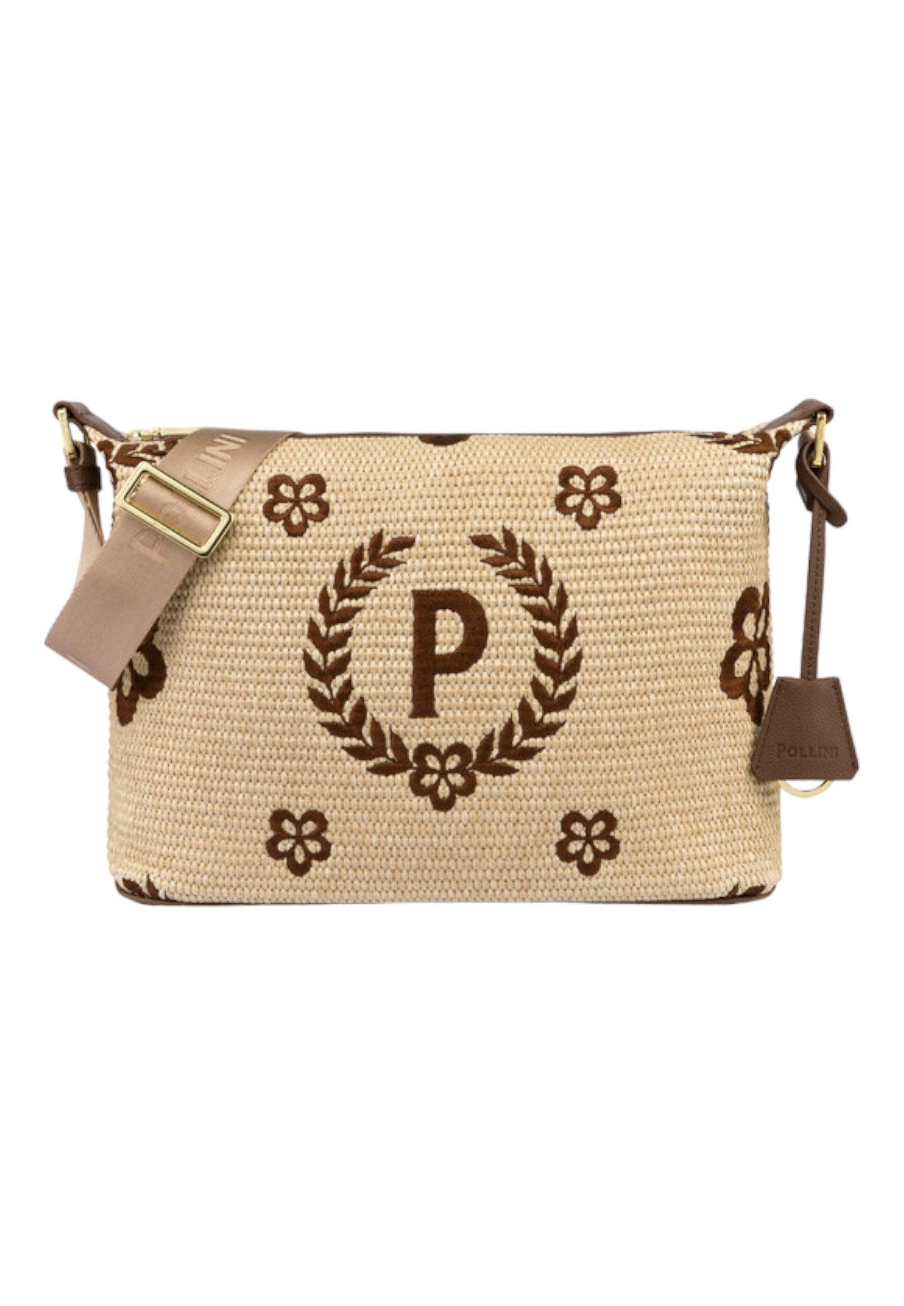 POLLINI Borsa Tracolla Messanger Paglia Donna Natural Testa di Moro TE8400PP02Q1T10A - Sandrini Calzature e Abbigliamento