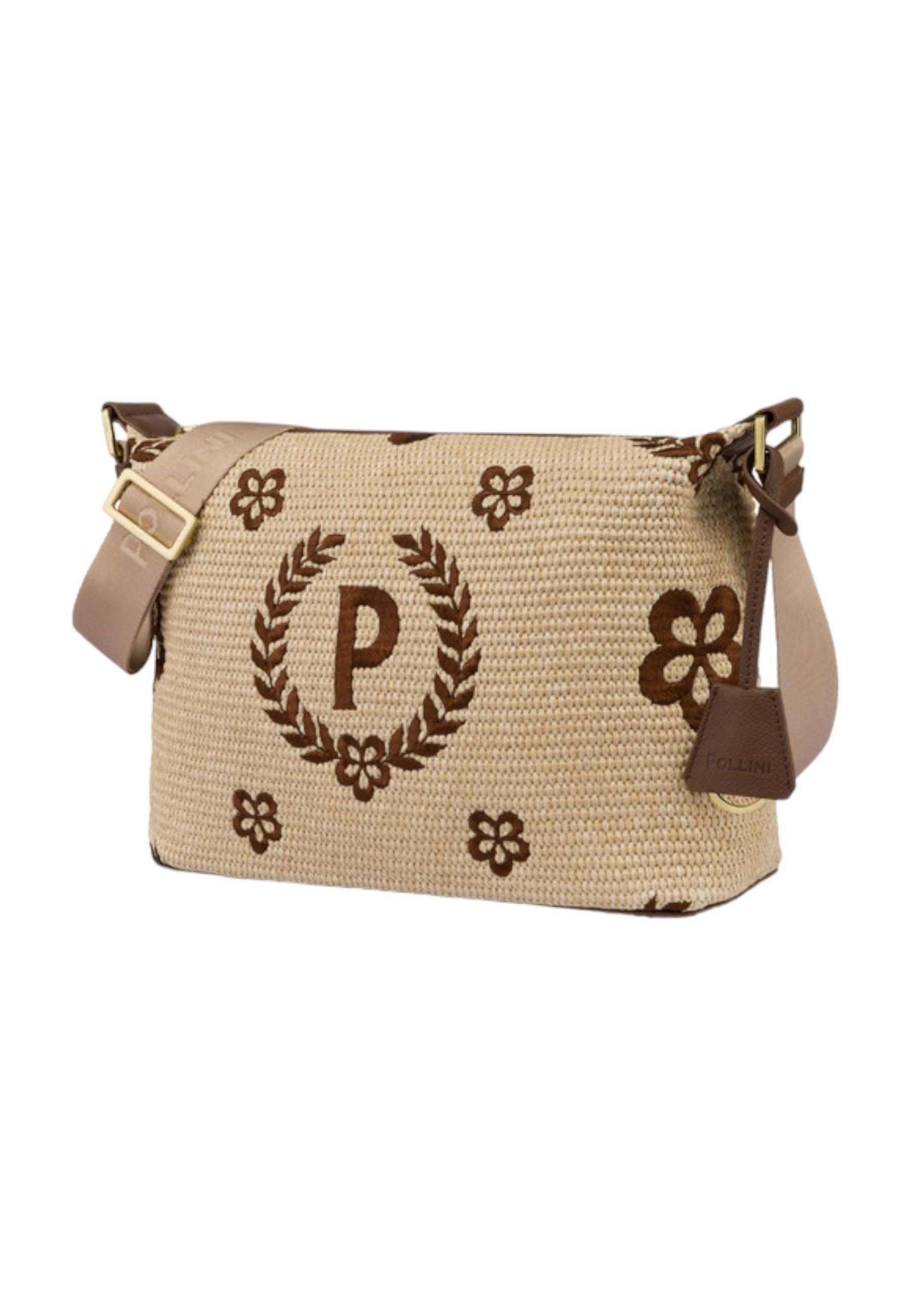 POLLINI Borsa Tracolla Messanger Paglia Donna Natural Testa di Moro TE8400PP02Q1T10A - Sandrini Calzature e Abbigliamento