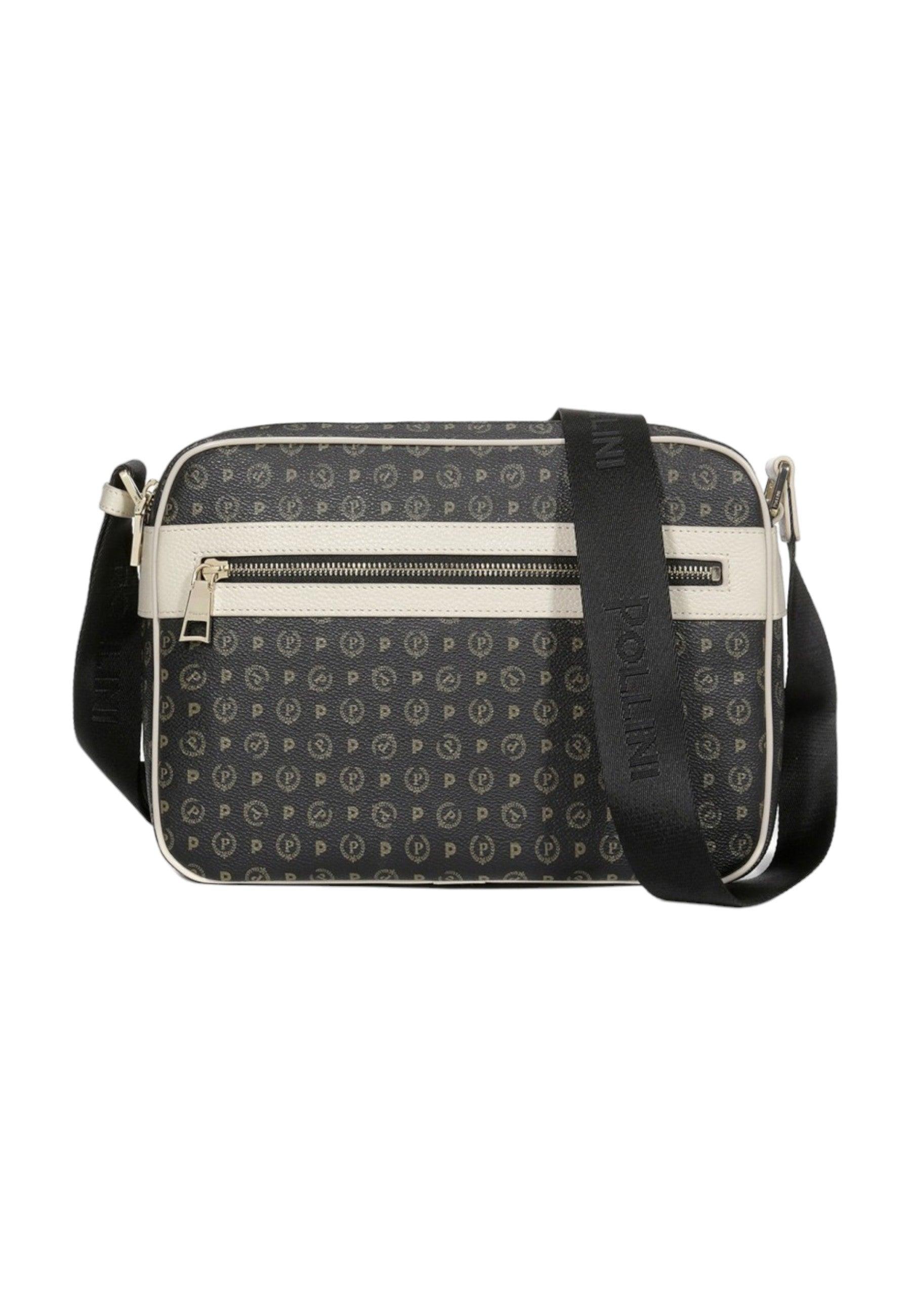 POLLINI Borsa Tracolla Messenger Donna Nero Avorio TE8402PP02Q1100C - Sandrini Calzature e Abbigliamento