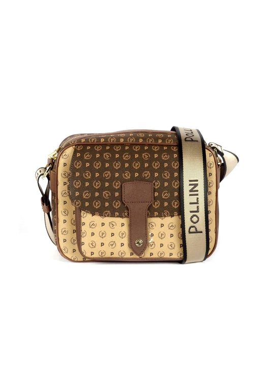 POLLINI Borsa Tracolla Messenger Marrone Crema TE8448PP0AQ5330A - Sandrini Calzature e Abbigliamento