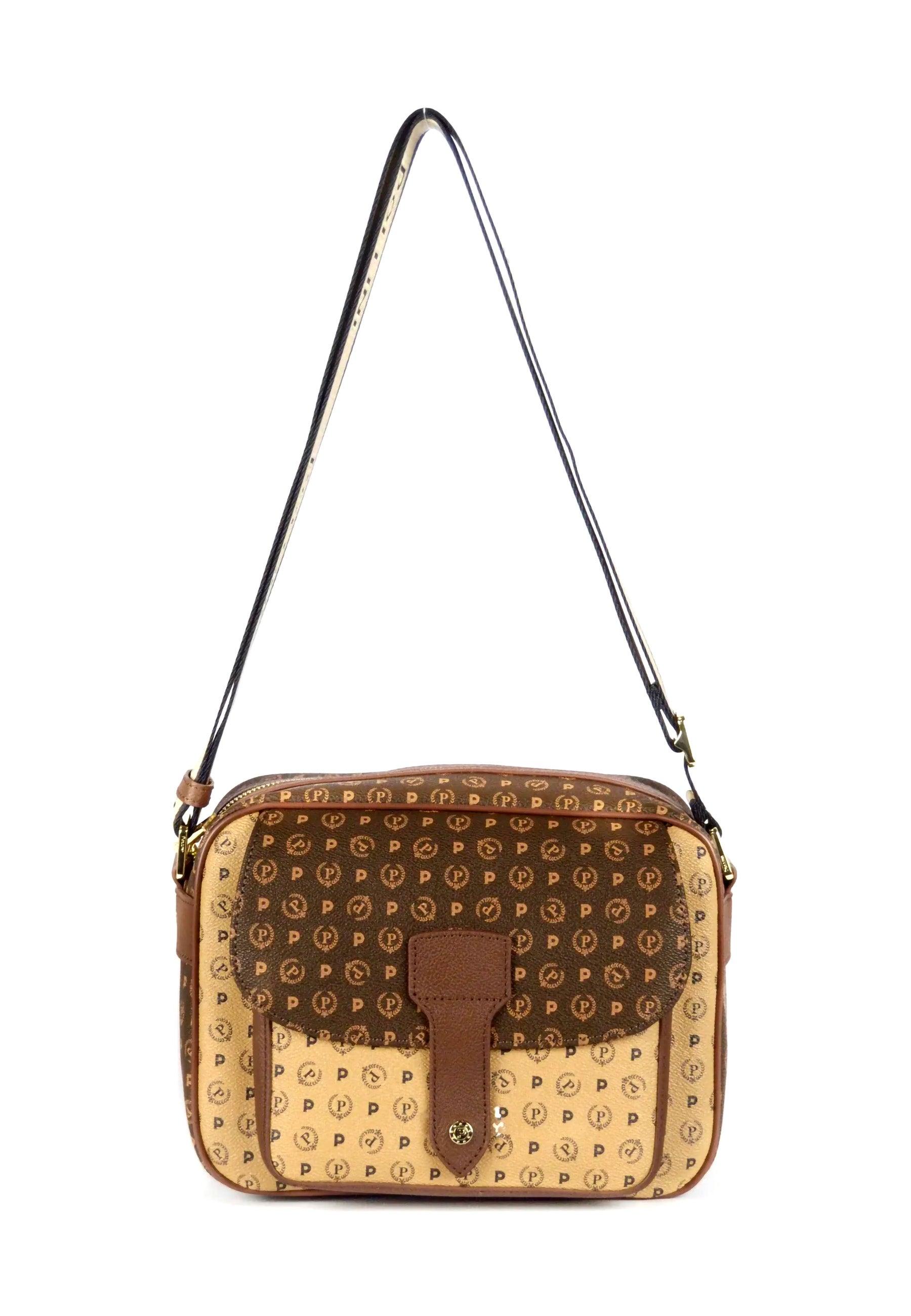 POLLINI Borsa Tracolla Messenger Marrone Crema TE8448PP0AQ5330A - Sandrini Calzature e Abbigliamento