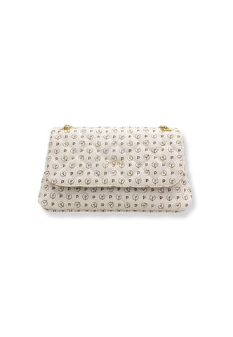 POLLINI Borsa Tracolla Shoulder Bag Loghi Matelassè Bianco Avorio TE8473PP0EQ2210A - Sandrini Calzature e Abbigliamento