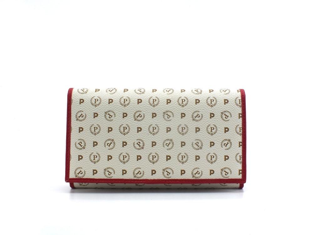 POLLINI Portafoglio Heritage Bottone Loghi Avorio Rosso TE9000PP02Q1110B - Sandrini Calzature e Abbigliamento
