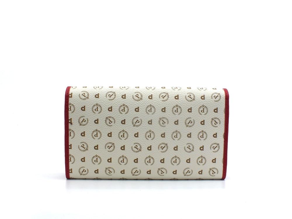 POLLINI Portafoglio Heritage Bottone Loghi Avorio Rosso TE9000PP02Q1110B - Sandrini Calzature e Abbigliamento