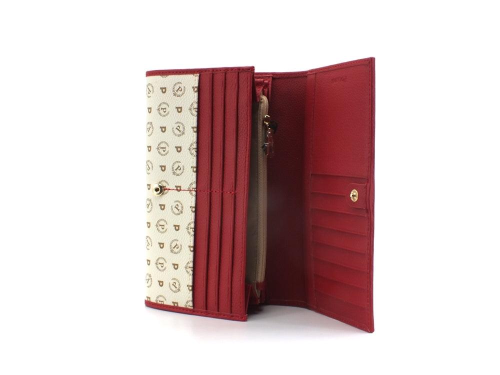 POLLINI Portafoglio Heritage Bottone Loghi Avorio Rosso TE9000PP02Q1110B - Sandrini Calzature e Abbigliamento