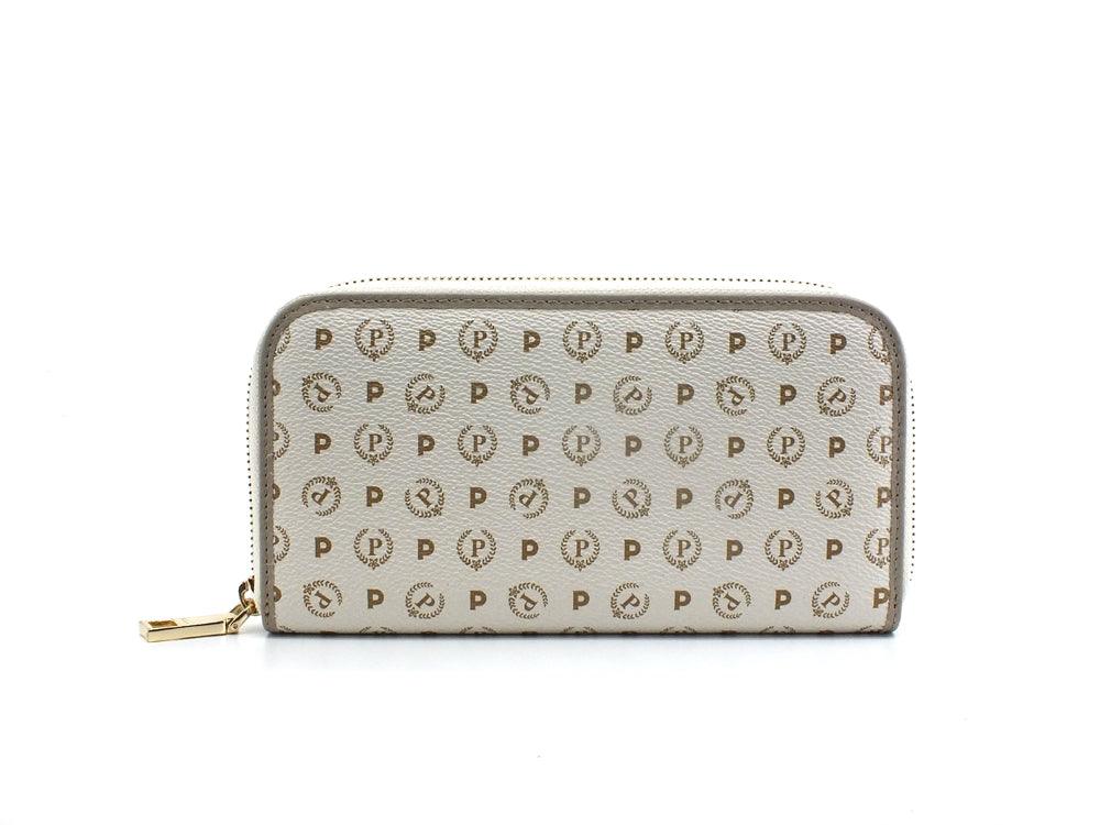 POLLINI Portafoglio Zip Around Loghi Printed Avorio Ghiaccio TE9001PP02Q1110A - Sandrini Calzature e Abbigliamento