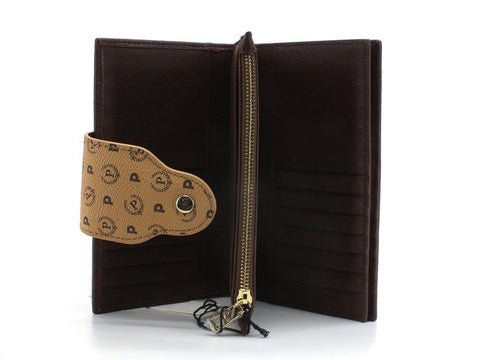 POLLINI Portafoglio Zip Clutch Loghi Printed Marrone Crema TE9015PP0DQ5330A - Sandrini Calzature e Abbigliamento