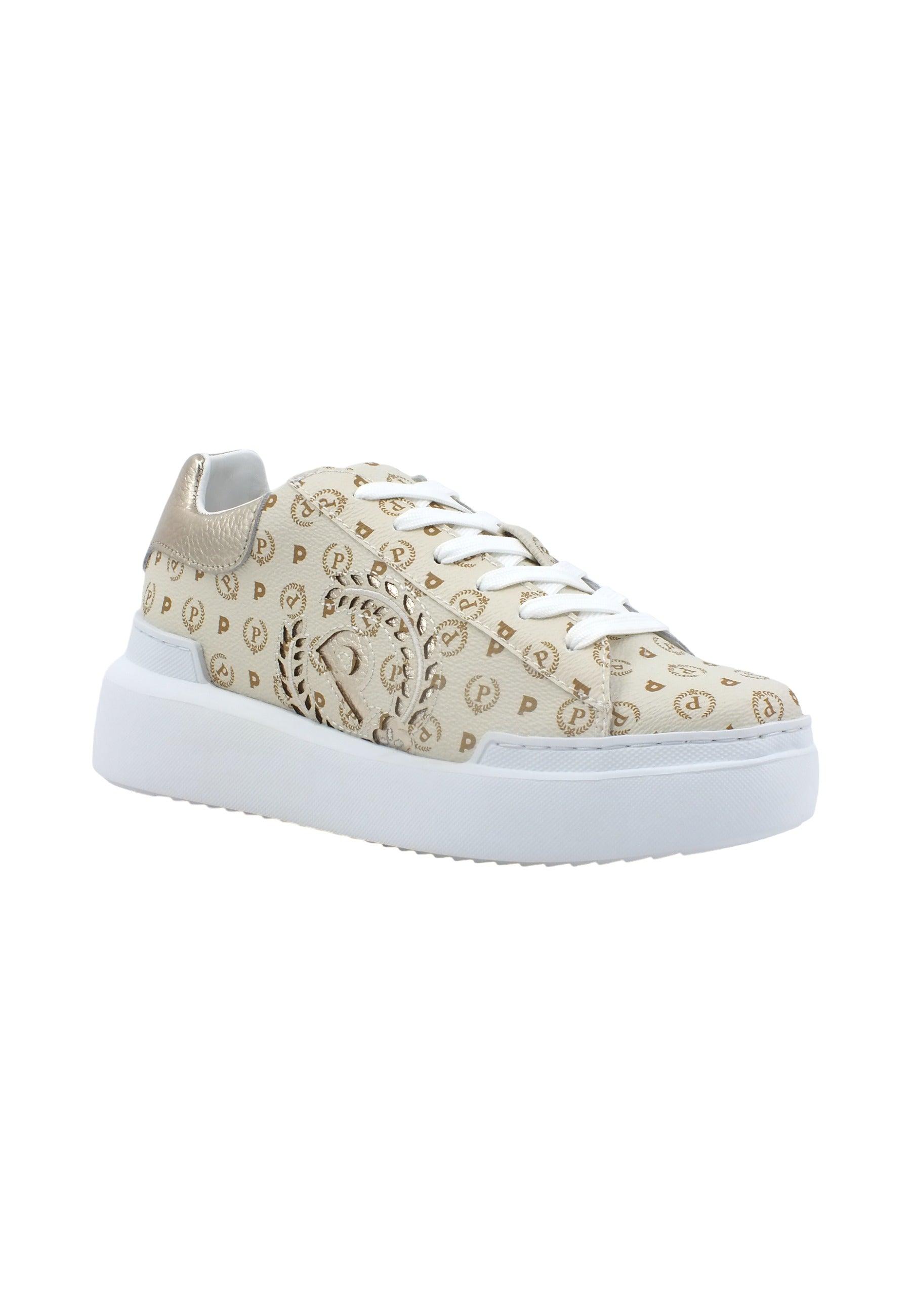 POLLINI Sneaker Donna Avorio Platino TA15064G0AQ1110H - Sandrini Calzature e Abbigliamento