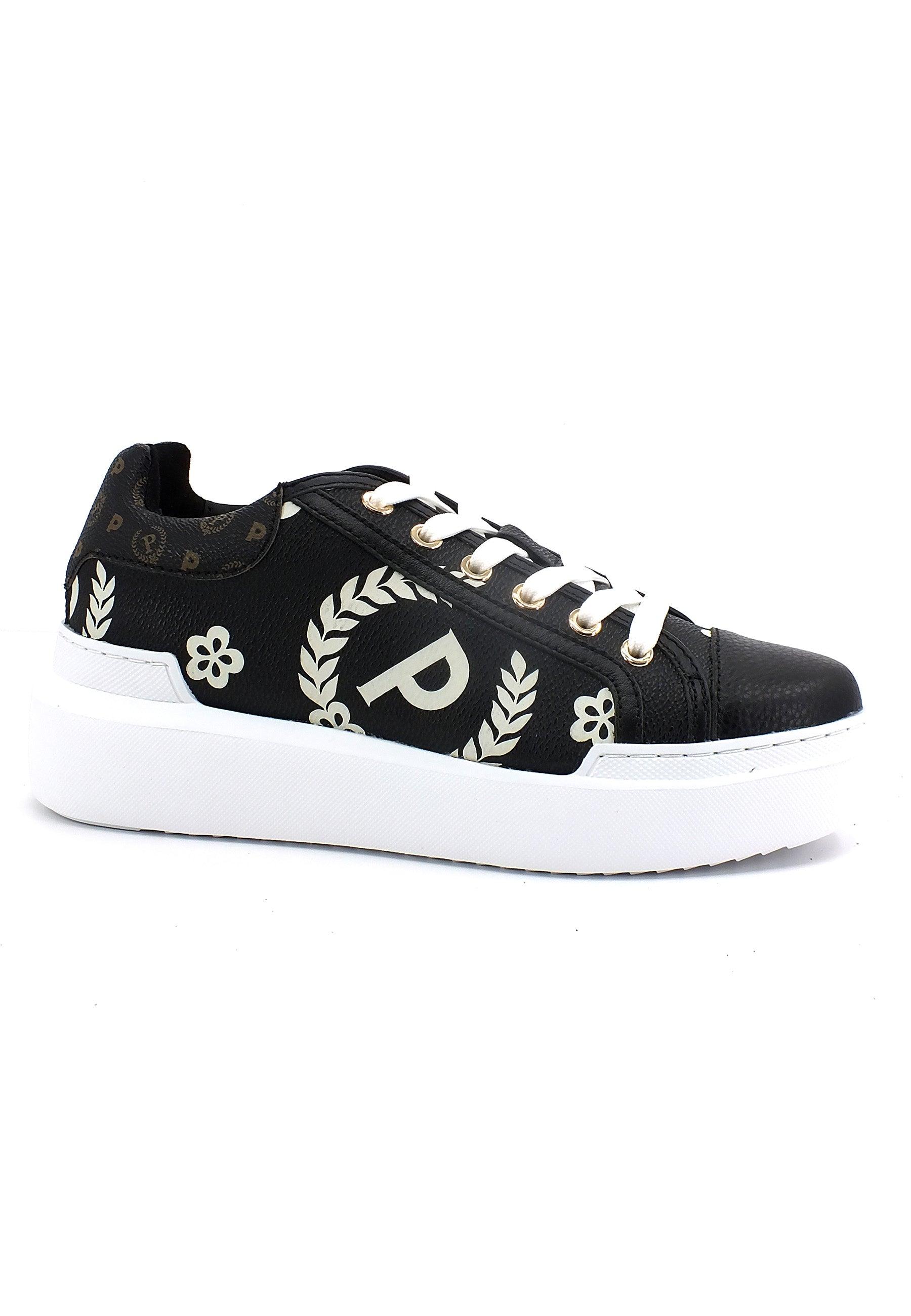 POLLINI Sneaker Loghi Donna Nero TA15274G0FQ1E00A - Sandrini Calzature e Abbigliamento