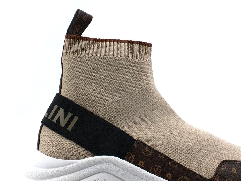 POLLINI Sneaker Running Calzino Logo Marrone Beige TA15125G0DQ10300 - Sandrini Calzature e Abbigliamento