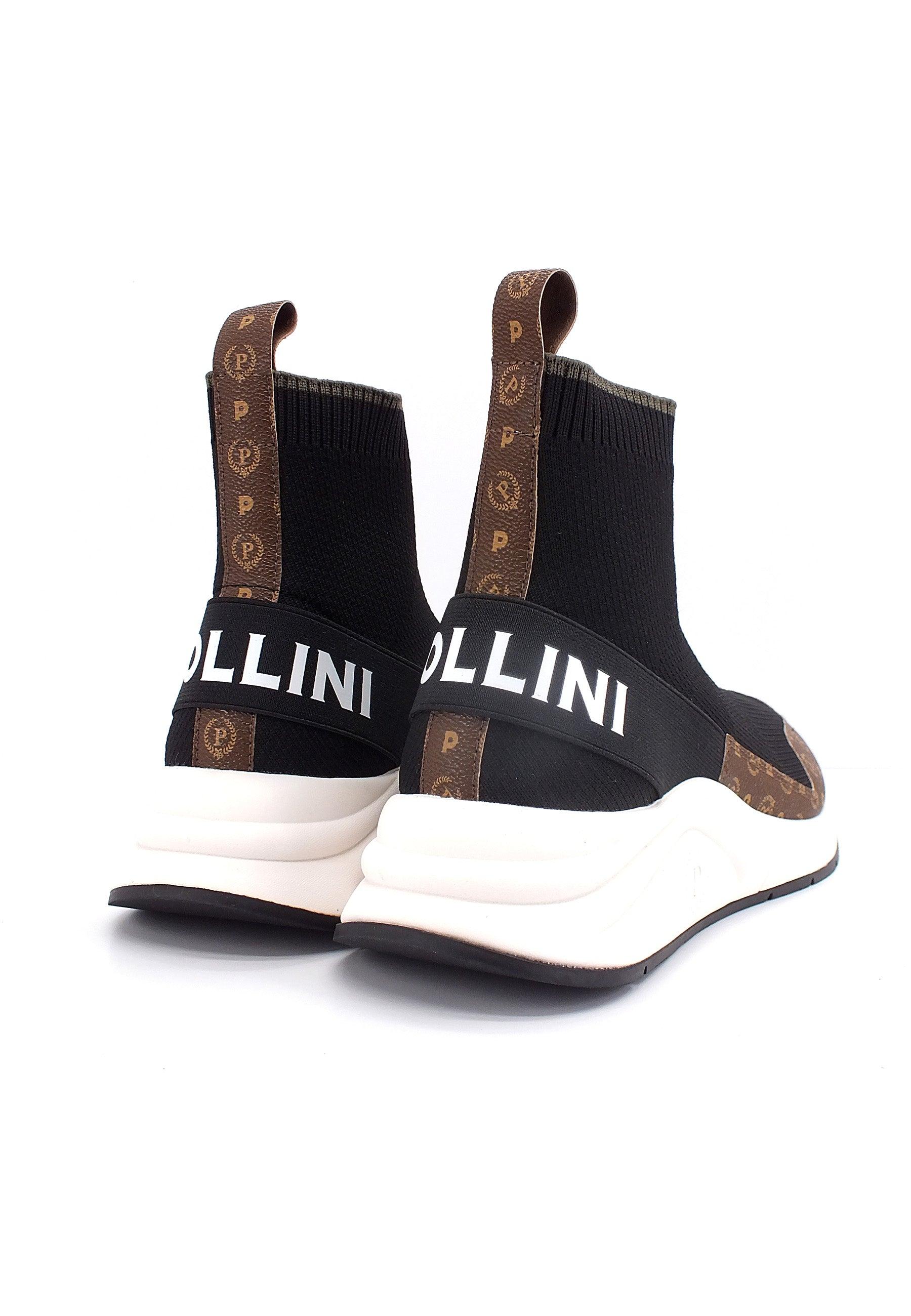 POLLINI Sneaker Sock Loghi Donna Marrone Nero TA15125G0DQ1030A - Sandrini Calzature e Abbigliamento