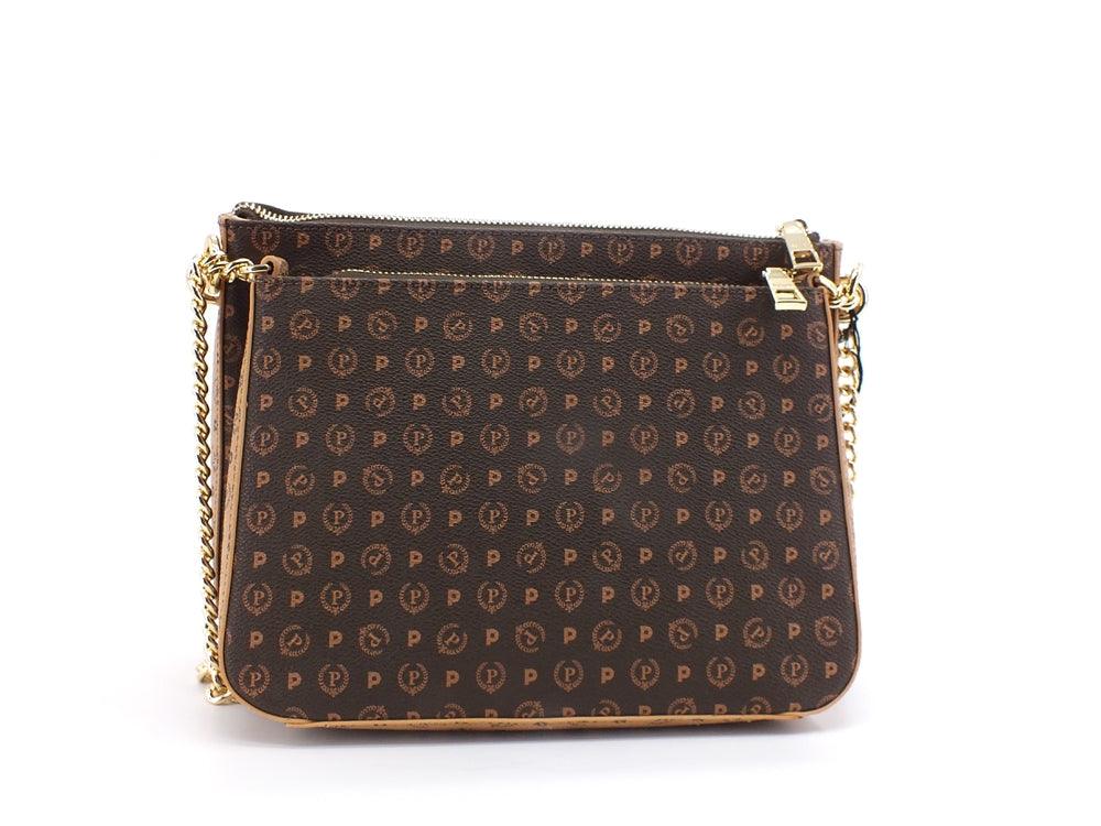 POLLINI Tracolla Manici Printed Borsa Marrone Crema TE8469PP0DQ5330A - Sandrini Calzature e Abbigliamento