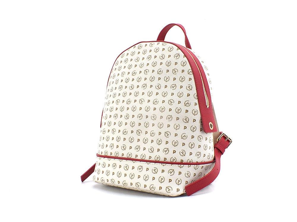 POLLINI Zaino Backpack Laccato Loghi Avorio Rosso TE8432PP07Q1100B - Sandrini Calzature e Abbigliamento