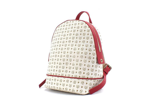 POLLINI Zaino Backpack Laccato Loghi Avorio Rosso TE8432PP07Q1100B - Sandrini Calzature e Abbigliamento