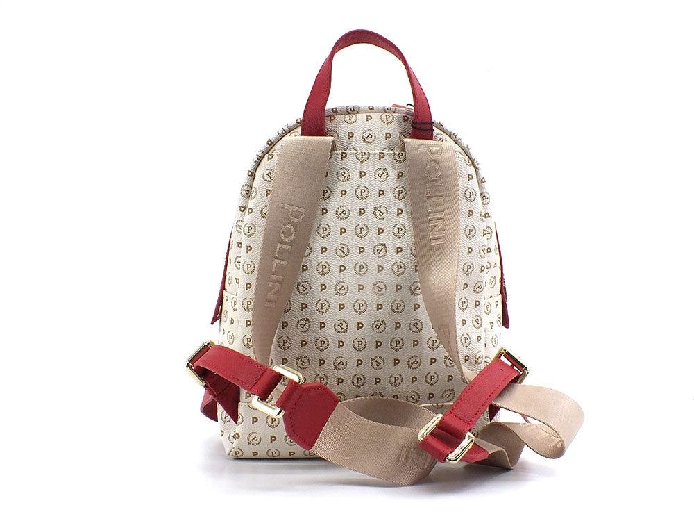 POLLINI Zaino Backpack Laccato Loghi Avorio Rosso TE8432PP07Q1100B - Sandrini Calzature e Abbigliamento