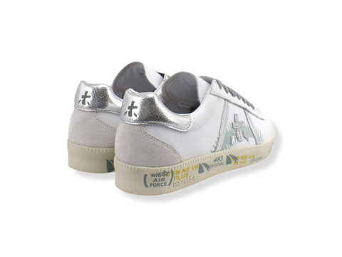 PREMIATA Andy Retro Lamè Suede Sneaker Donna White Silver ANDYD5601 - Sandrini Calzature e Abbigliamento