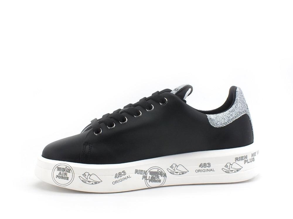 PREMIATA Belle Sneaker Platform Glitter Nero Argento BELLE-4904 - Sandrini Calzature e Abbigliamento
