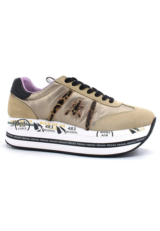 PREMIATA Beth Sneaker Platform Donna Lamè Beige Leopard BETH6018 - Sandrini Calzature e Abbigliamento