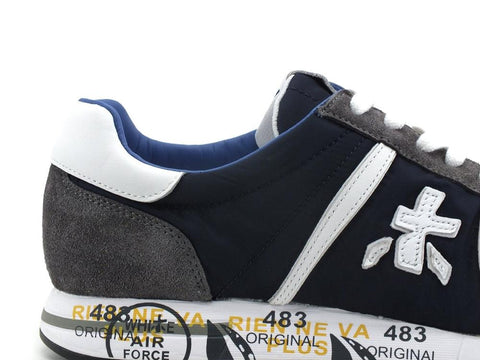 PREMIATA Lucy Sneaker Suede Logo Blue Grey LUCY600E - Sandrini Calzature e Abbigliamento