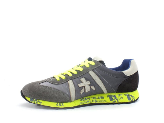 PREMIATA Lucy Sneaker Suede Logo Grey Yellow Fluo LUCY1313E - Sandrini Calzature e Abbigliamento