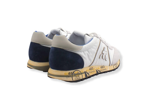 PREMIATA Running Suede Nylon Sneaker Uomo Cream White Blue LUCY5644 - Sandrini Calzature e Abbigliamento