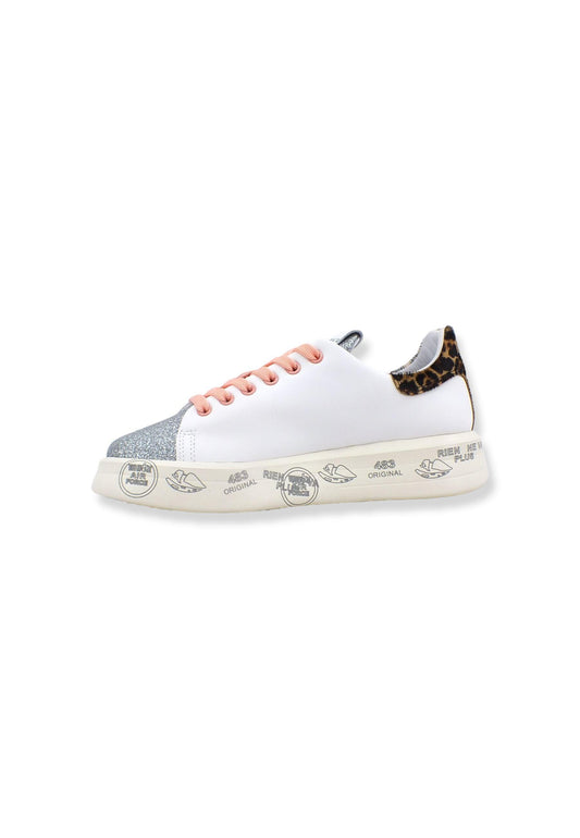 PREMIATA Sneaker Platform Glitter Donna White Silver Leo BELLE5988 - Sandrini Calzature e Abbigliamento