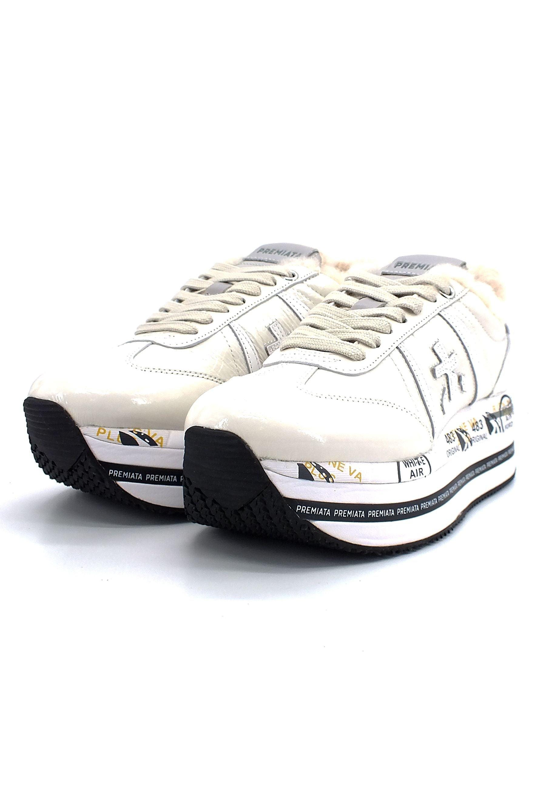 PREMIATA Sneaker Platform Interno Pelo Donna White BETH6046 - Sandrini Calzature e Abbigliamento