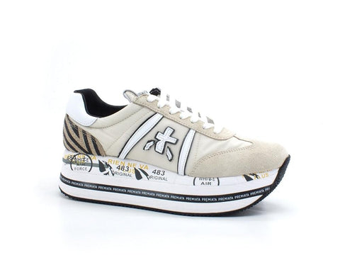PREMIATA Sneaker Platform Logo Beige White BETH5609 - Sandrini Calzature e Abbigliamento