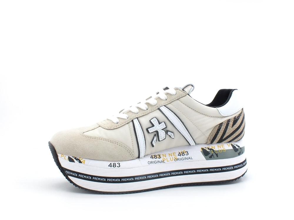 PREMIATA Sneaker Platform Logo Beige White BETH5609 - Sandrini Calzature e Abbigliamento
