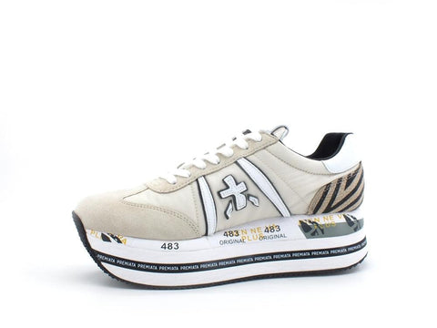 PREMIATA Sneaker Platform Logo Beige White BETH5609 - Sandrini Calzature e Abbigliamento