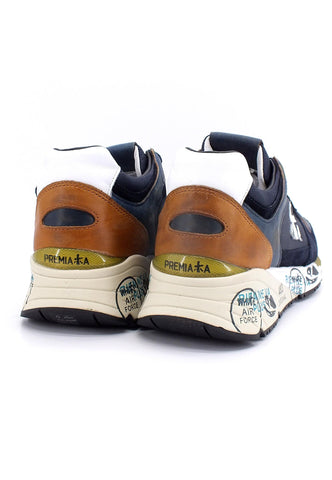 PREMIATA Sneaker Running Uomo Blu Navy Cuoio MASE3927 - Sandrini Calzature e Abbigliamento
