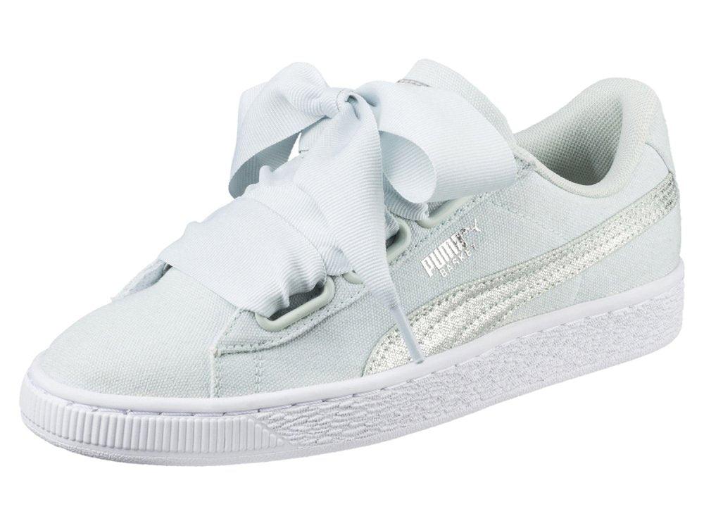 PUMA Basket Heart Blue Flowers White Silver 366495 03 - Sandrini Calzature e Abbigliamento