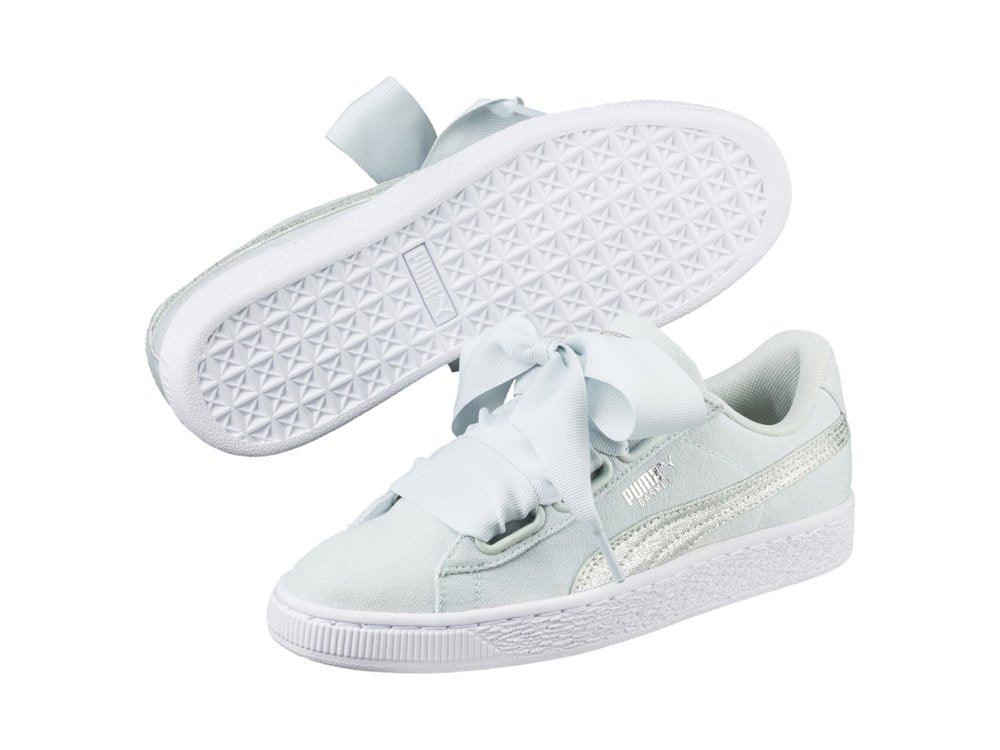 PUMA Basket Heart Blue Flowers White Silver 366495 03 - Sandrini Calzature e Abbigliamento