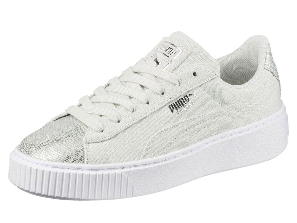 PUMA Basket Platform Canvas Blue Flower Silver 366494 03 - Sandrini Calzature e Abbigliamento