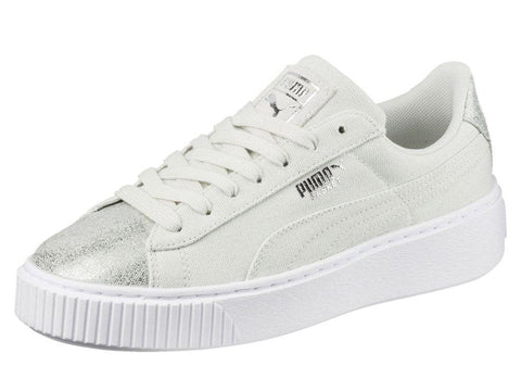 PUMA Basket Platform Canvas Blue Flower Silver 366494 03 - Sandrini Calzature e Abbigliamento