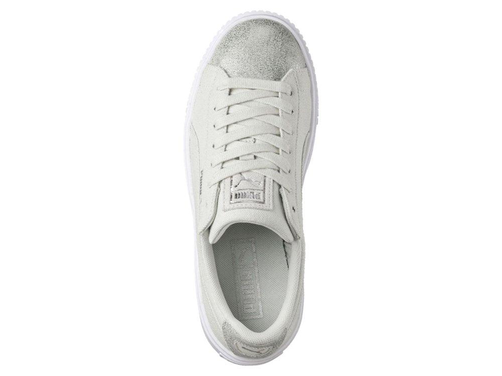 PUMA Basket Platform Canvas Blue Flower Silver 366494 03 - Sandrini Calzature e Abbigliamento