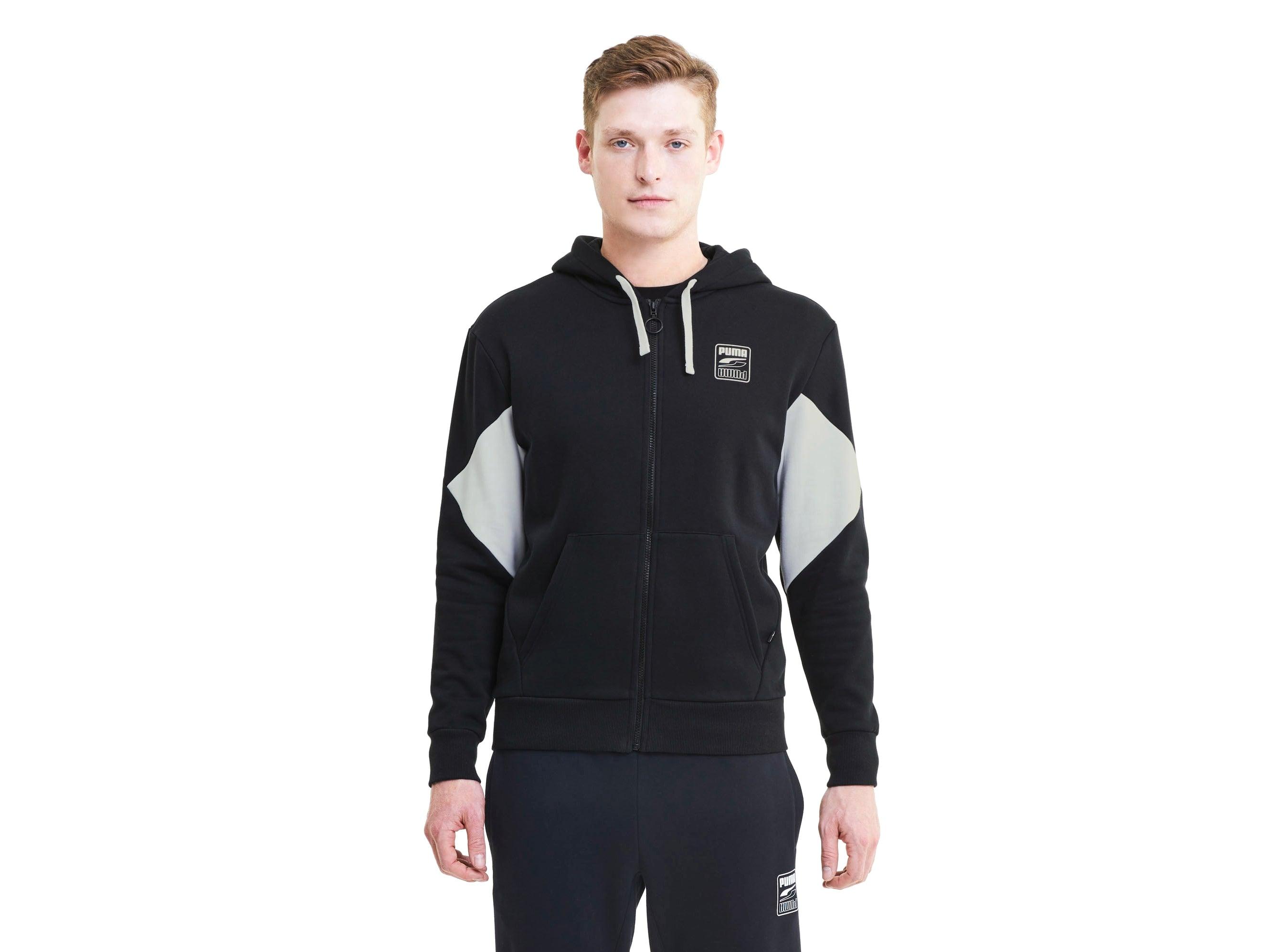 PUMA Rebel FZ Hoodie FL Felpa Uomo Black 583496 01 - Sandrini Calzature e Abbigliamento