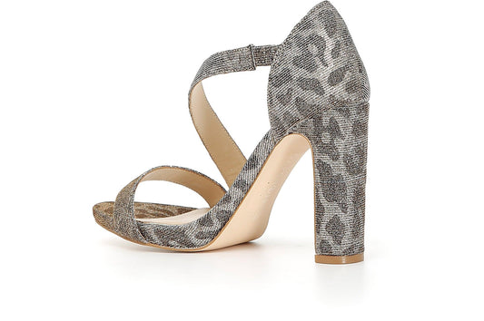 SANDALO CON TOPPONE E LACCIO ASIMMETRICO IN GLITTER LEOPARDATO - Sandrini Calzature e Abbigliamento