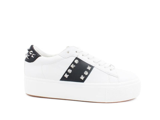 STEVE MADDEN Escalade Sneaker Platform Borchie White Black ESCA07S1 - Sandrini Calzature e Abbigliamento