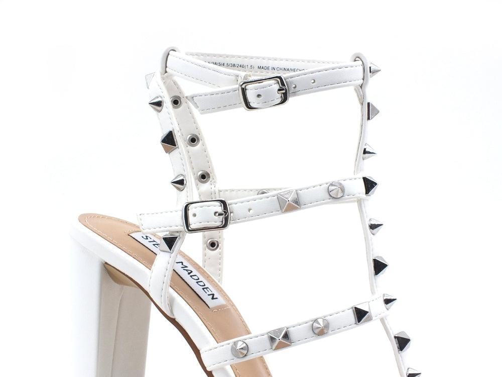 STEVE MADDEN Felizia Sandalo Tacco Listini Borchie White FELI07S1 - Sandrini Calzature e Abbigliamento