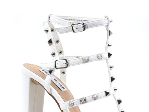 STEVE MADDEN Felizia Sandalo Tacco Listini Borchie White FELI07S1 - Sandrini Calzature e Abbigliamento