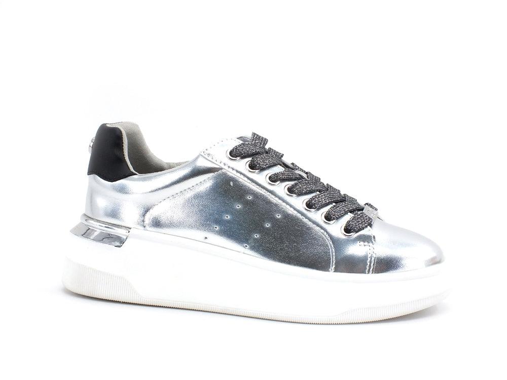 STEVE MADDEN Glacial Sneaker Platform Laminato Retro Silver Metallic GLAC02S1 - Sandrini Calzature e Abbigliamento