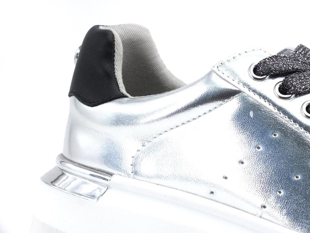 STEVE MADDEN Glacial Sneaker Platform Laminato Retro Silver Metallic GLAC02S1 - Sandrini Calzature e Abbigliamento