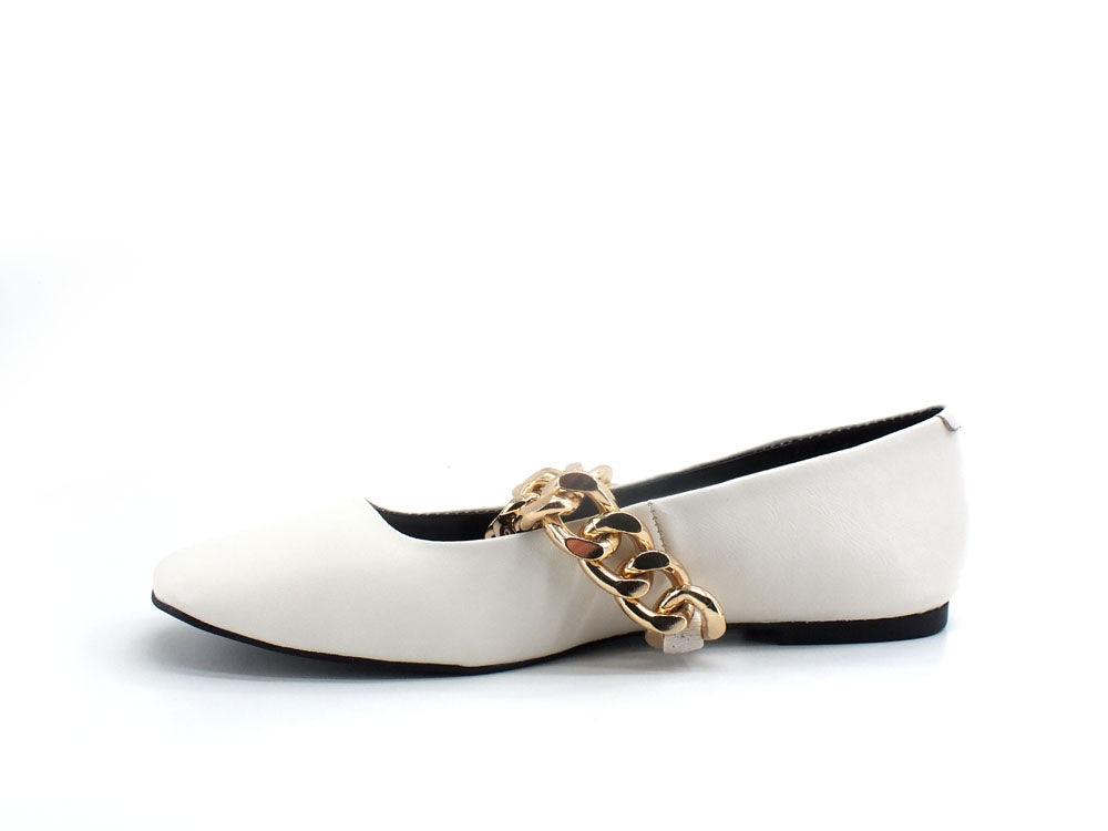 STEVE MADDEN Queenie Ballerina Punta Catena White QUEE03S1 - Sandrini Calzature e Abbigliamento