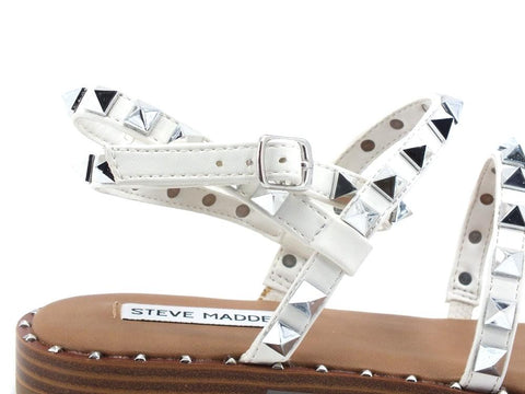 STEVE MADDEN Travel Sandalo Gladiator Borchie White TRAV02S1 - Sandrini Calzature e Abbigliamento