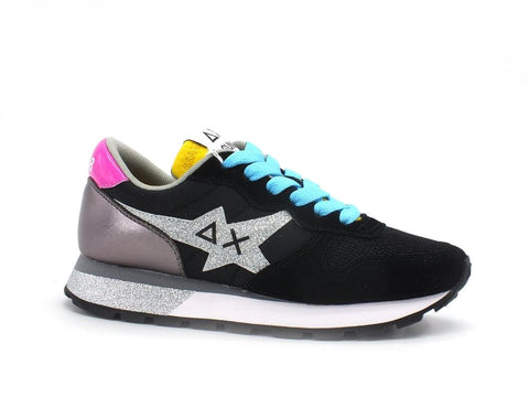 SUN68 Ally Star Glitter Logo Sneaker Running Donna Nero Z31210 - Sandrini Calzature e Abbigliamento