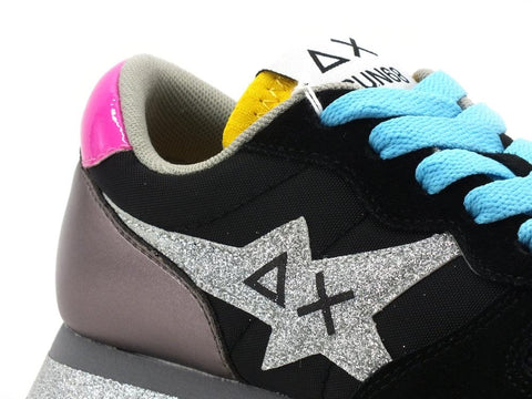 SUN68 Ally Star Glitter Logo Sneaker Running Donna Nero Z31210 - Sandrini Calzature e Abbigliamento