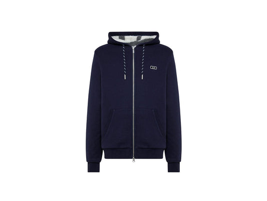 SUN68 Felpa Zip Cappuccio Interno Bear Navy Blue F41119 - Sandrini Calzature e Abbigliamento